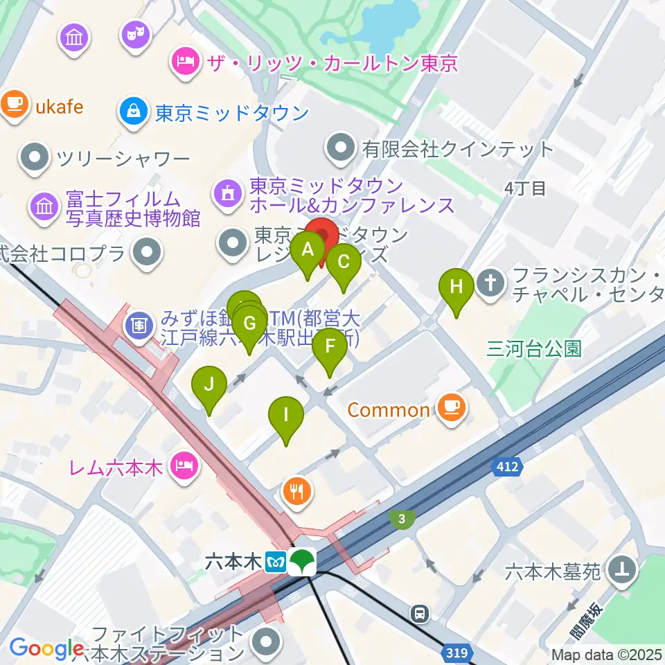 六本木ライブハウスZ周辺のカフェ一覧地図