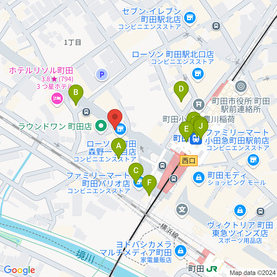 町田ニカズ周辺のカフェ一覧地図