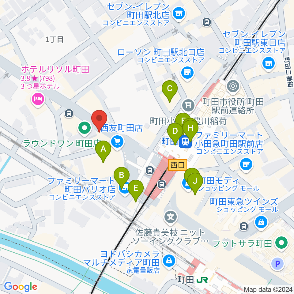 町田ニカズ周辺のカフェ一覧地図