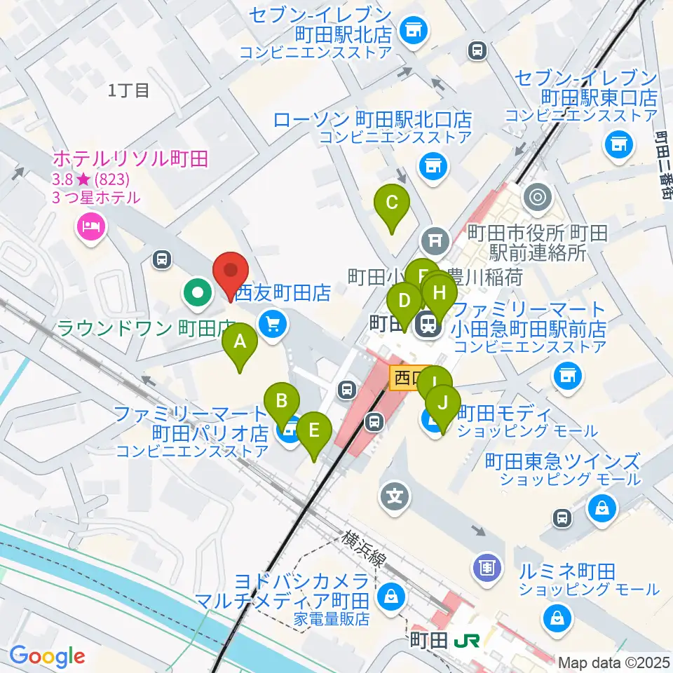 町田ニカズ周辺のカフェ一覧地図