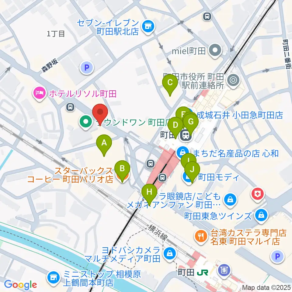 町田ニカズ周辺のカフェ一覧地図