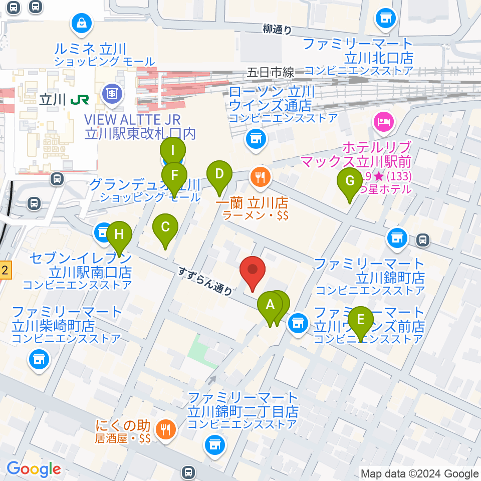 立川BABEL周辺のカフェ一覧地図