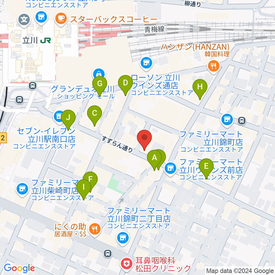 立川BABEL周辺のカフェ一覧地図