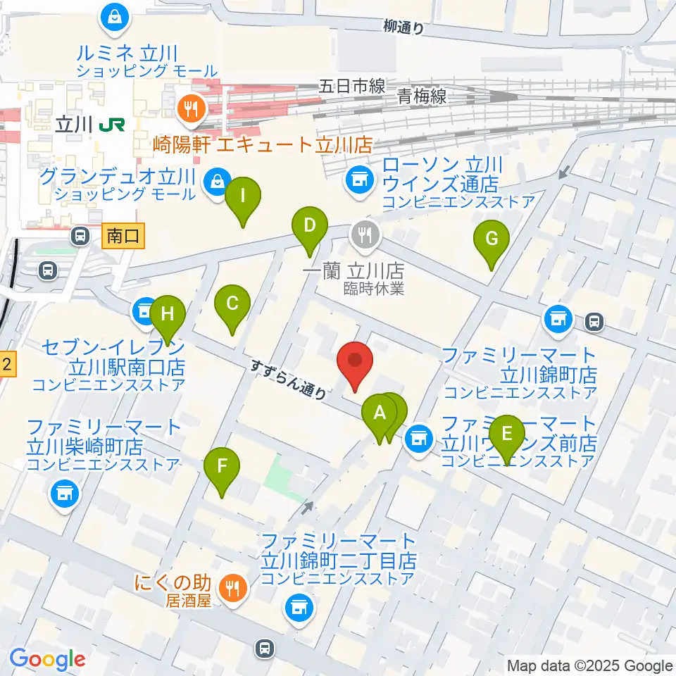 立川BABEL周辺のカフェ一覧地図