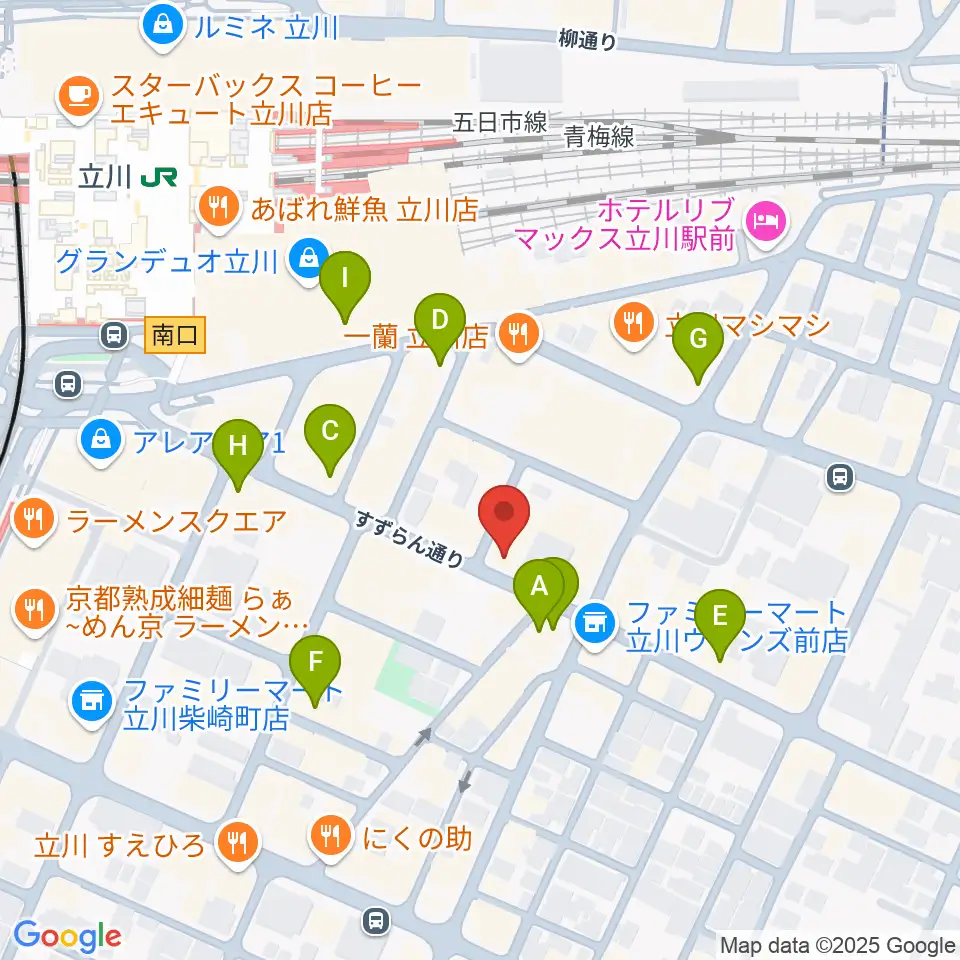 立川BABEL周辺のカフェ一覧地図