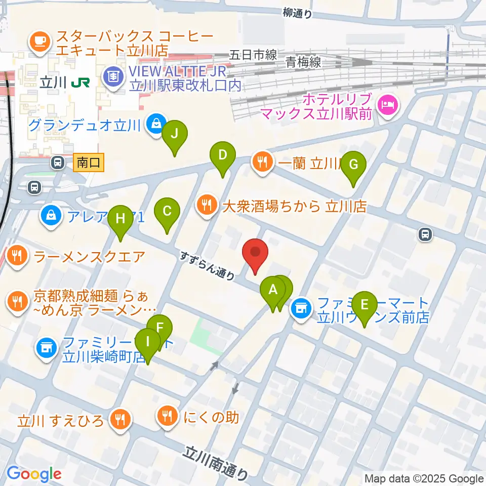 立川BABEL周辺のカフェ一覧地図