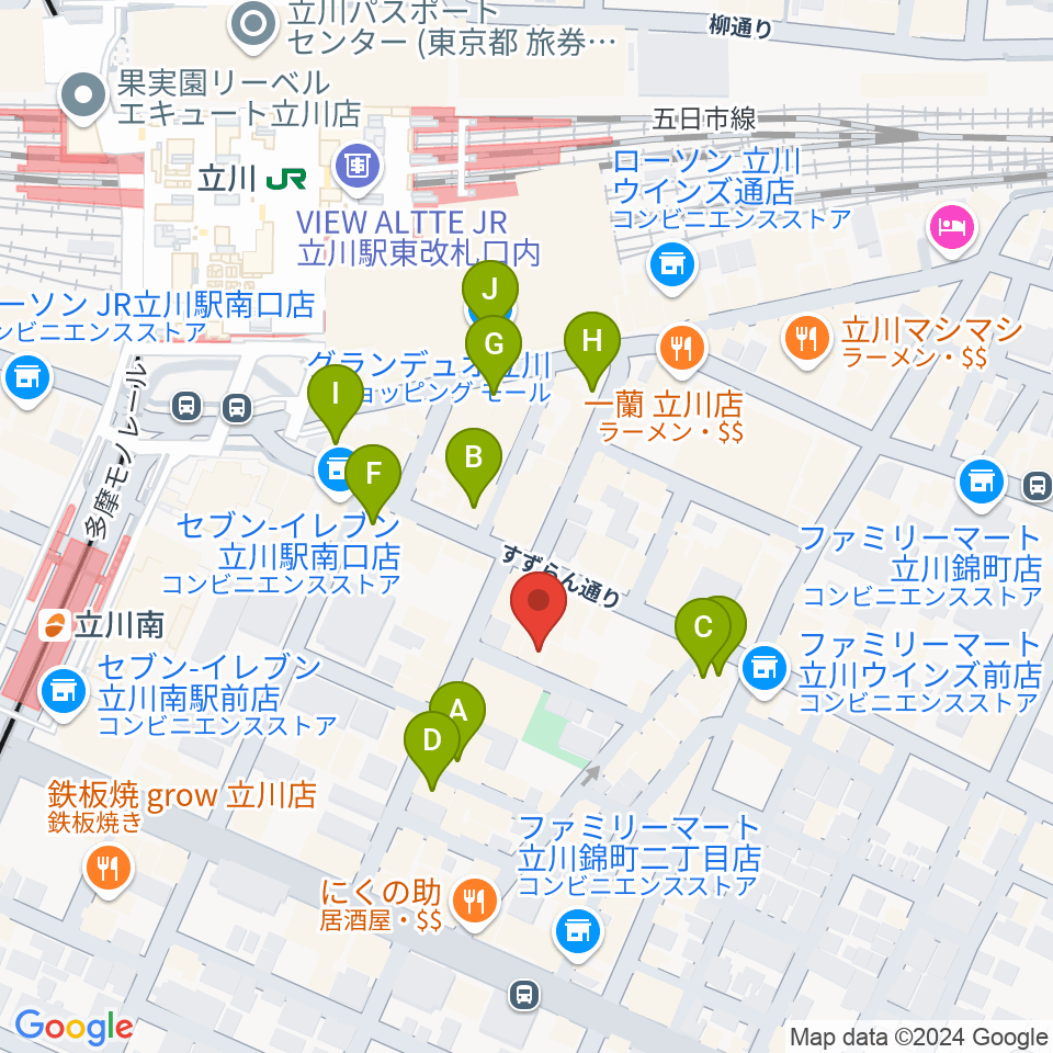 立川Heart Beat周辺のカフェ一覧地図