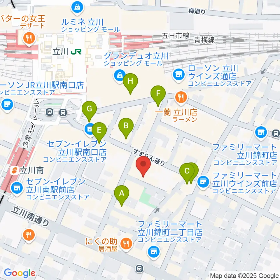 立川Heart Beat周辺のカフェ一覧地図