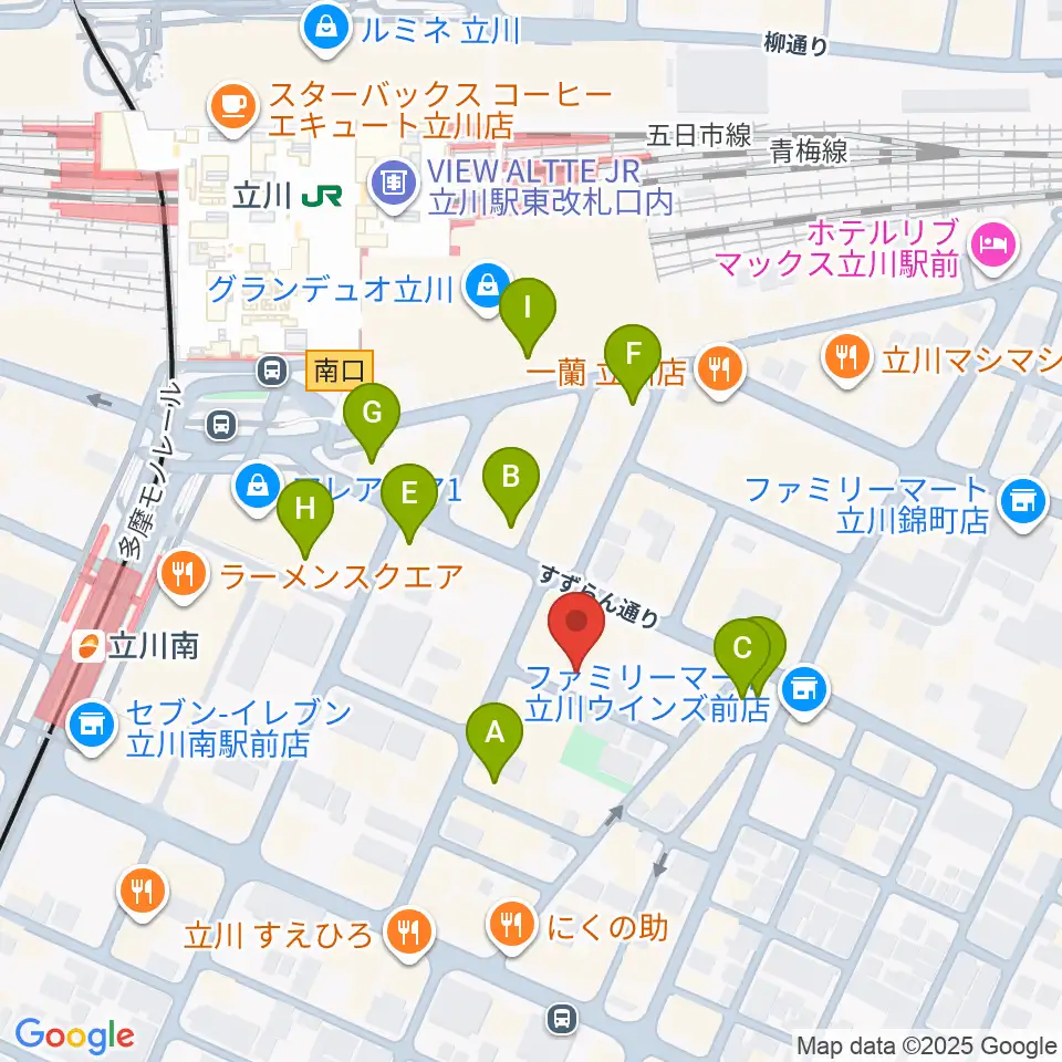 立川Heart Beat周辺のカフェ一覧地図