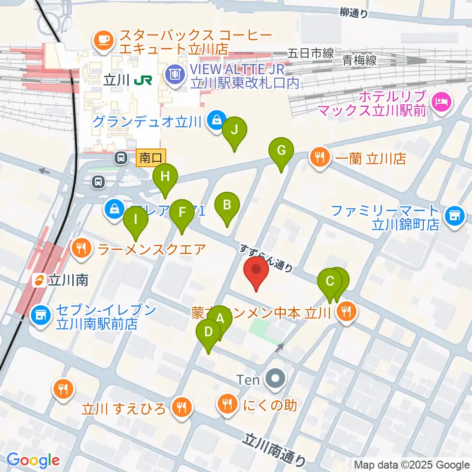 立川Heart Beat周辺のカフェ一覧地図