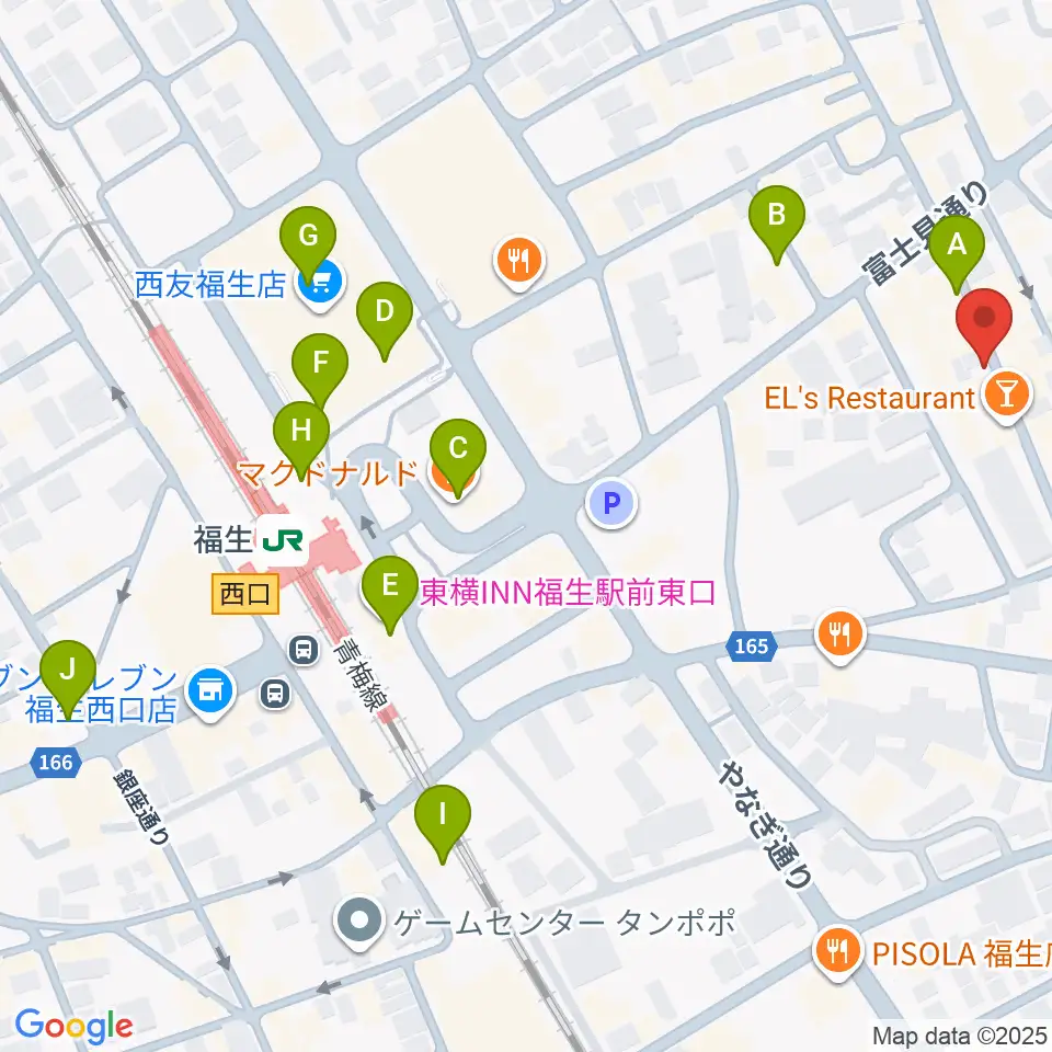 福生チキンシャック周辺のカフェ一覧地図