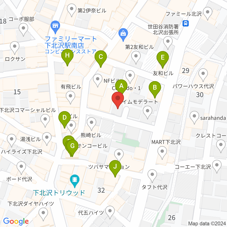 下北沢デイジーバー周辺のカフェ一覧地図