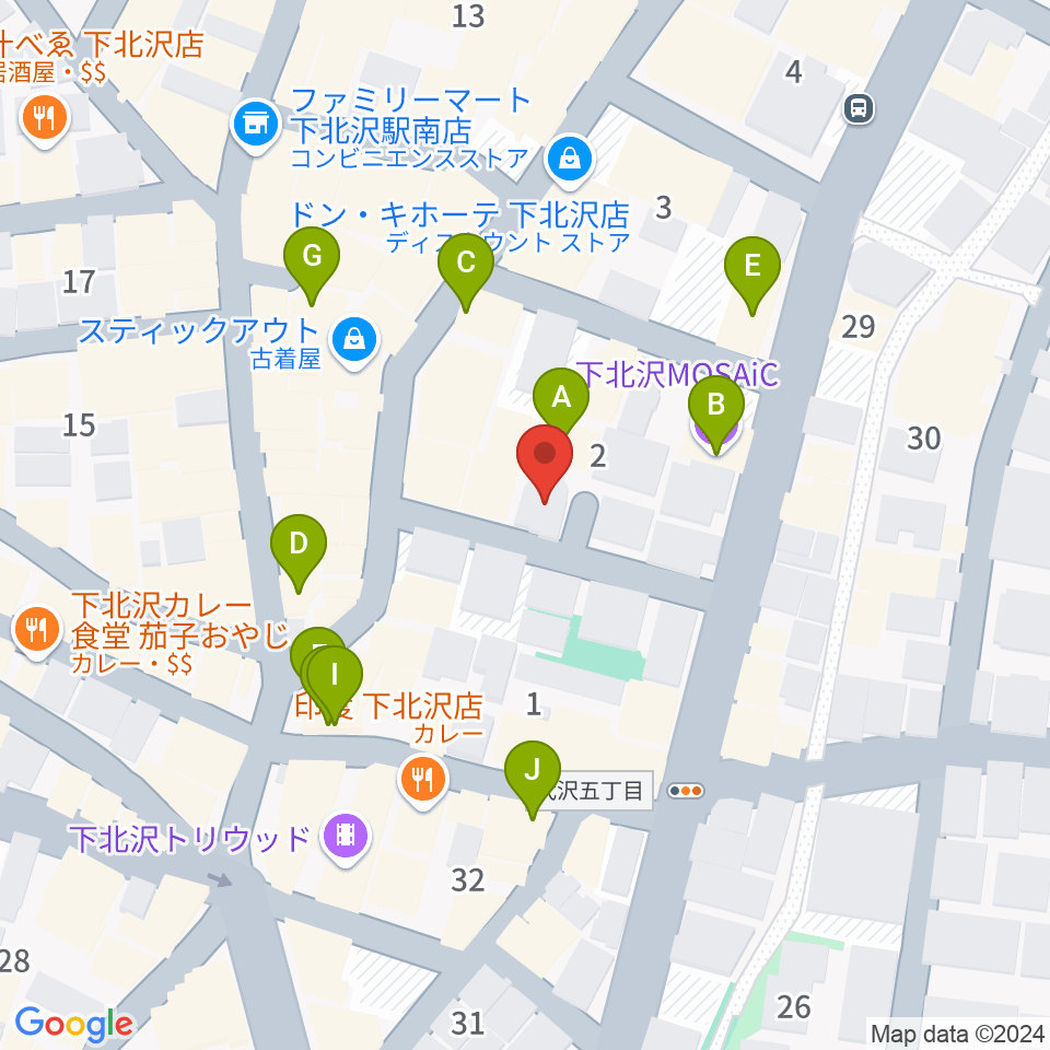 下北沢デイジーバー周辺のカフェ一覧地図