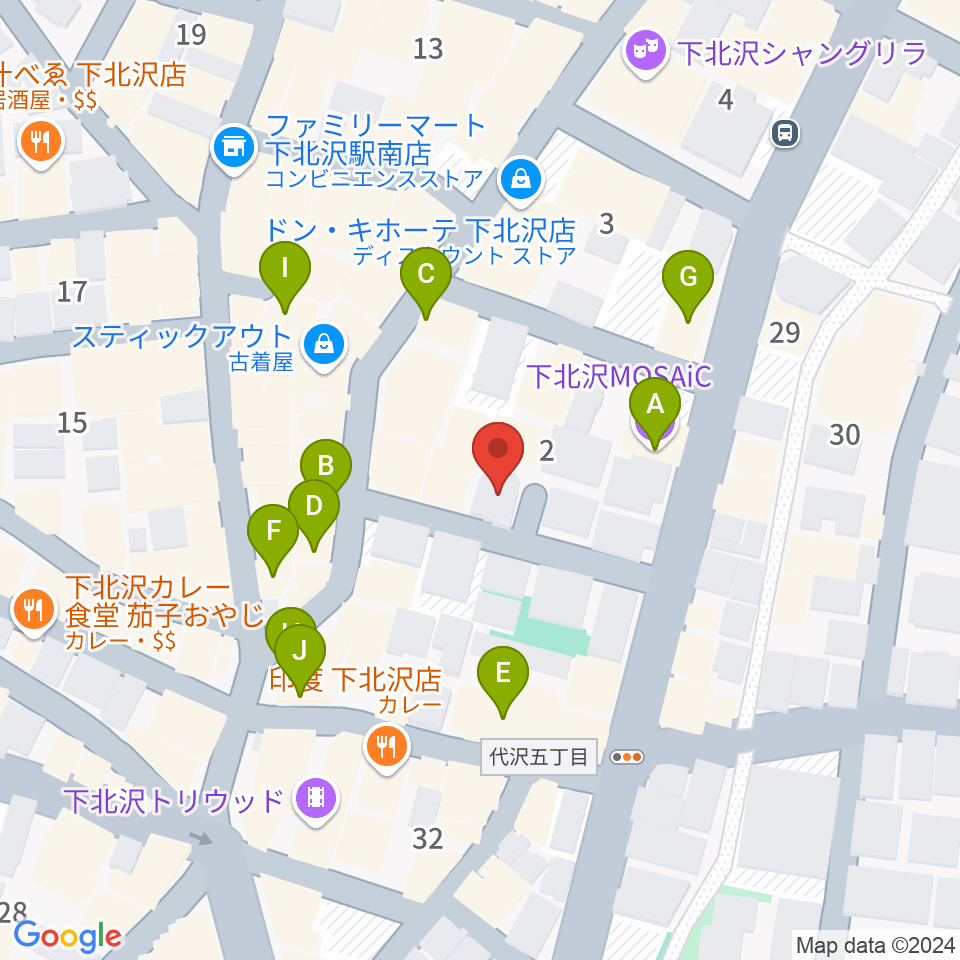 下北沢デイジーバー周辺のカフェ一覧地図