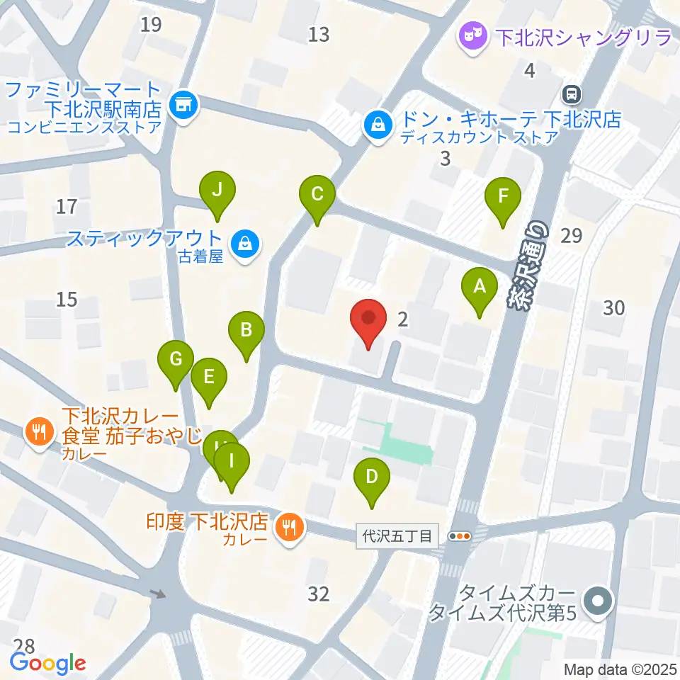 下北沢デイジーバー周辺のカフェ一覧地図