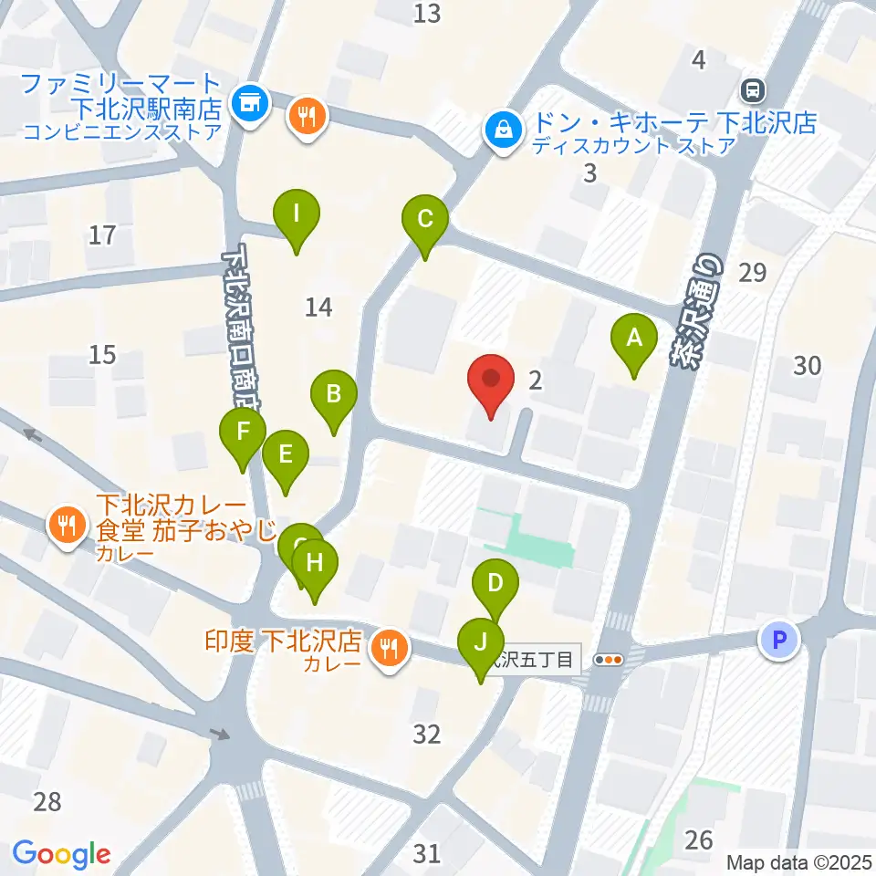 下北沢デイジーバー周辺のカフェ一覧地図
