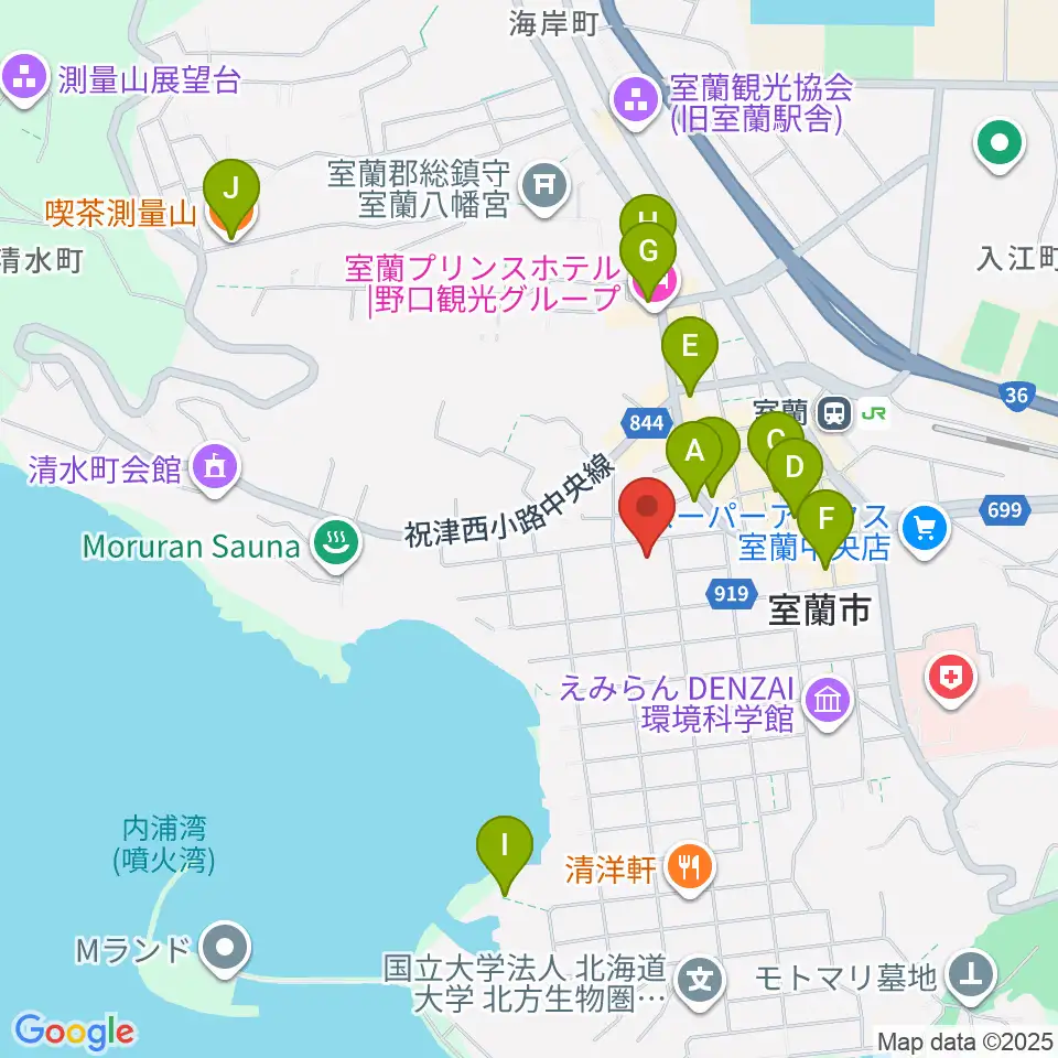 室ガス文化センター周辺のカフェ一覧地図