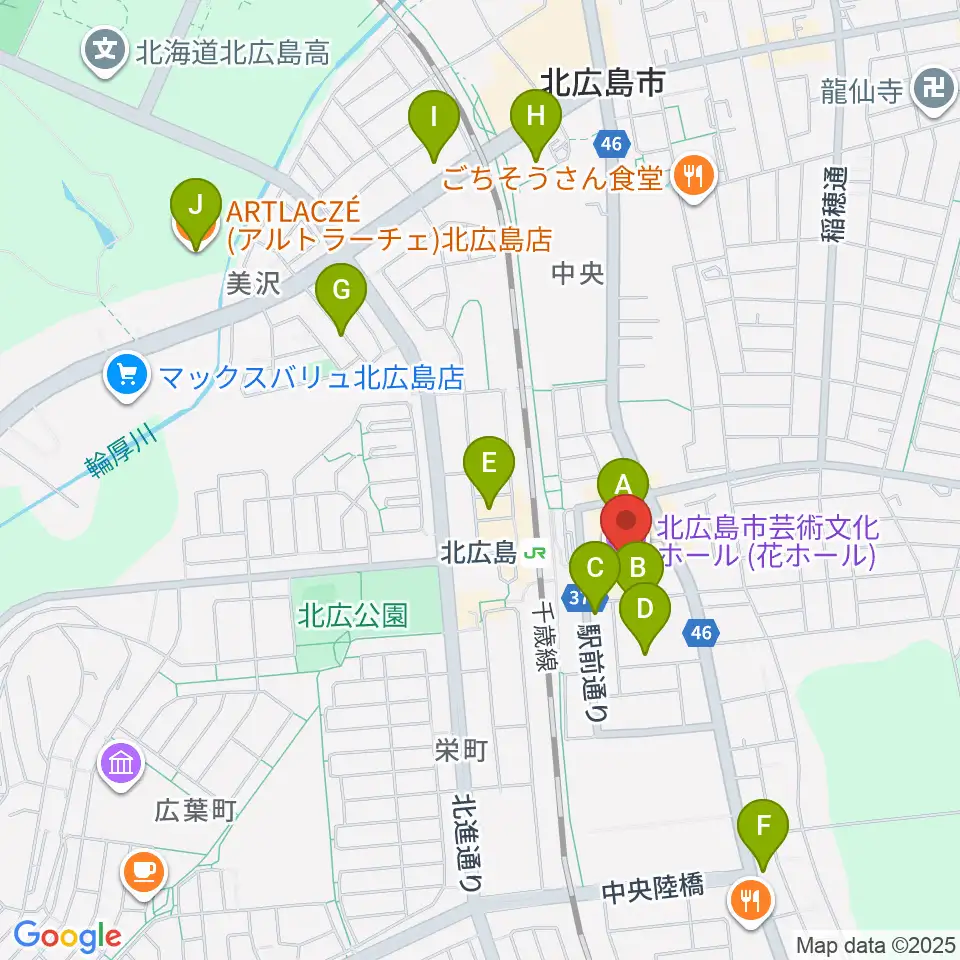 北広島市芸術文化ホール周辺のカフェ一覧地図