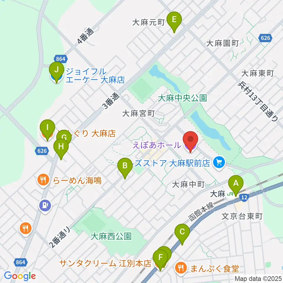 えぽあホール周辺のカフェ一覧地図