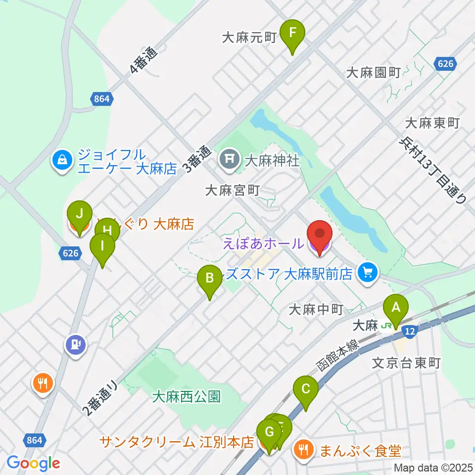 えぽあホール周辺のカフェ一覧地図