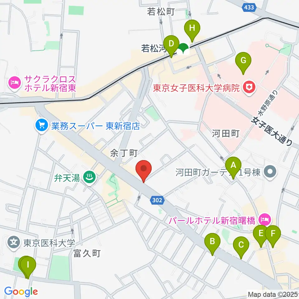 ミュージカルドッグスタジオ周辺のカフェ一覧地図