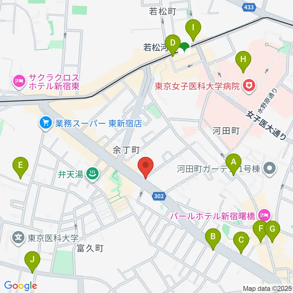 ミュージカルドッグスタジオ周辺のカフェ一覧地図