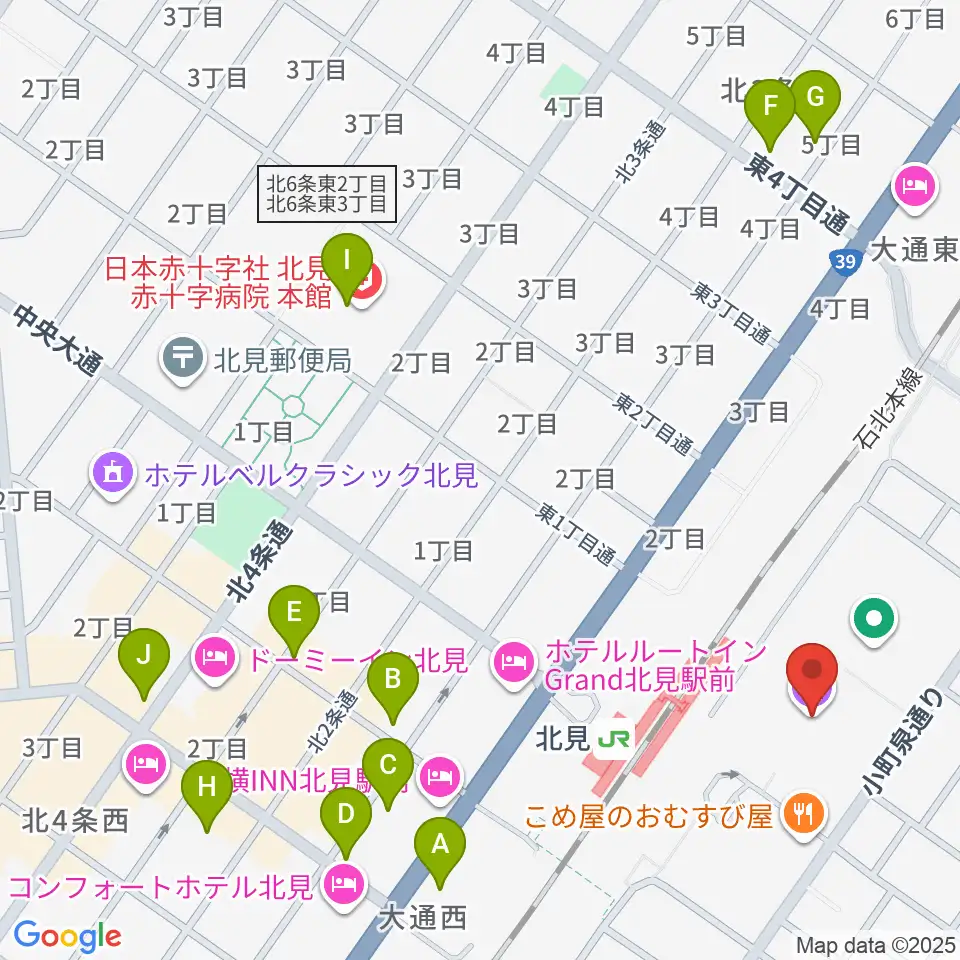 NiCC芸術文化ホール周辺のカフェ一覧地図