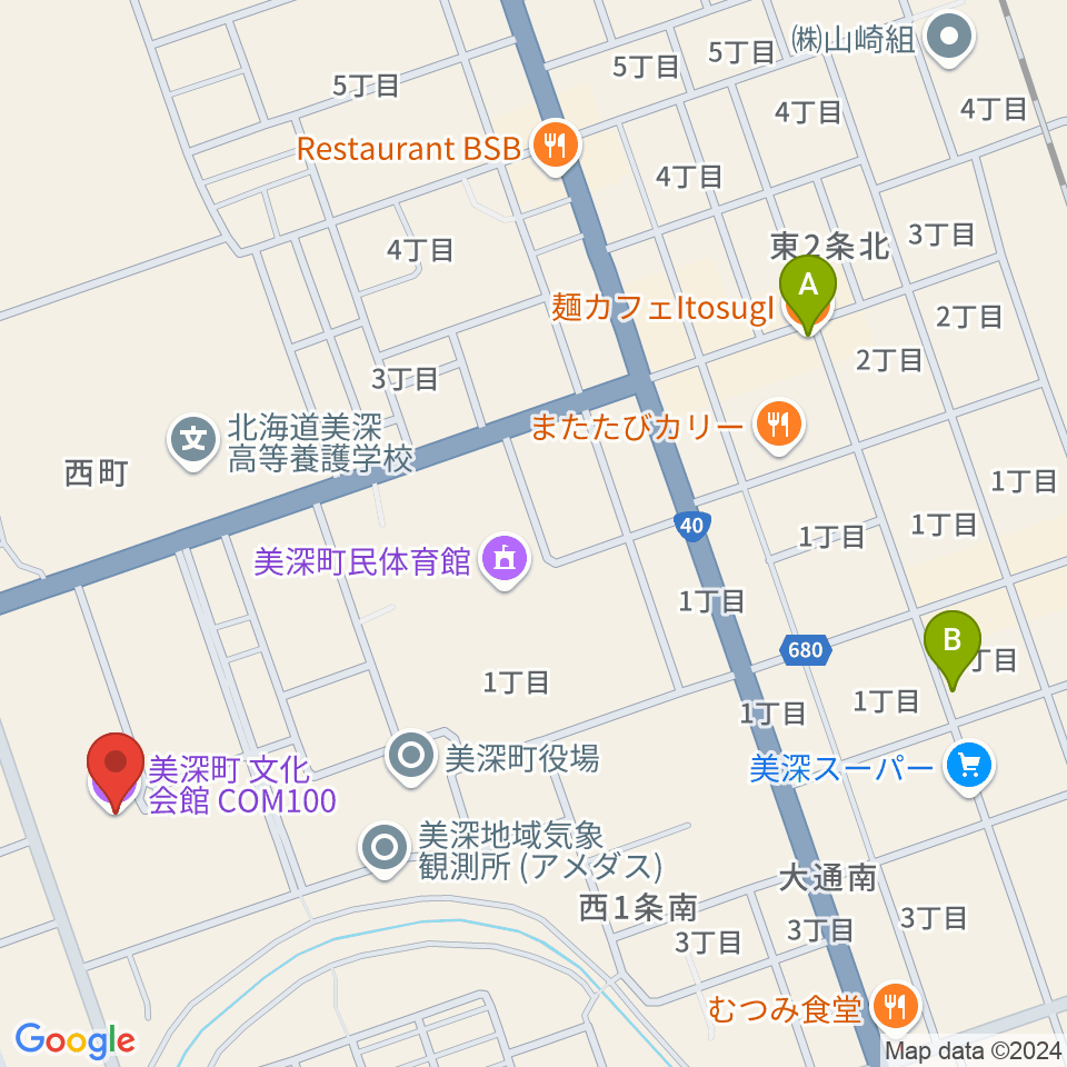 美深町文化会館COM100周辺のカフェ一覧地図