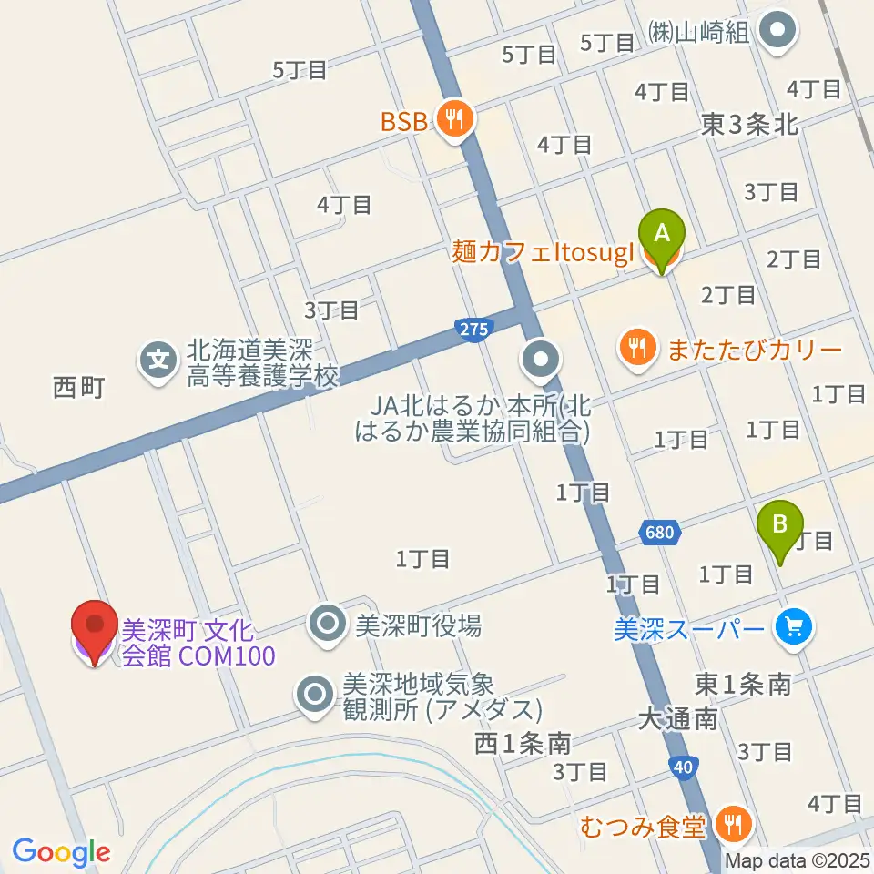 美深町文化会館COM100周辺のカフェ一覧地図