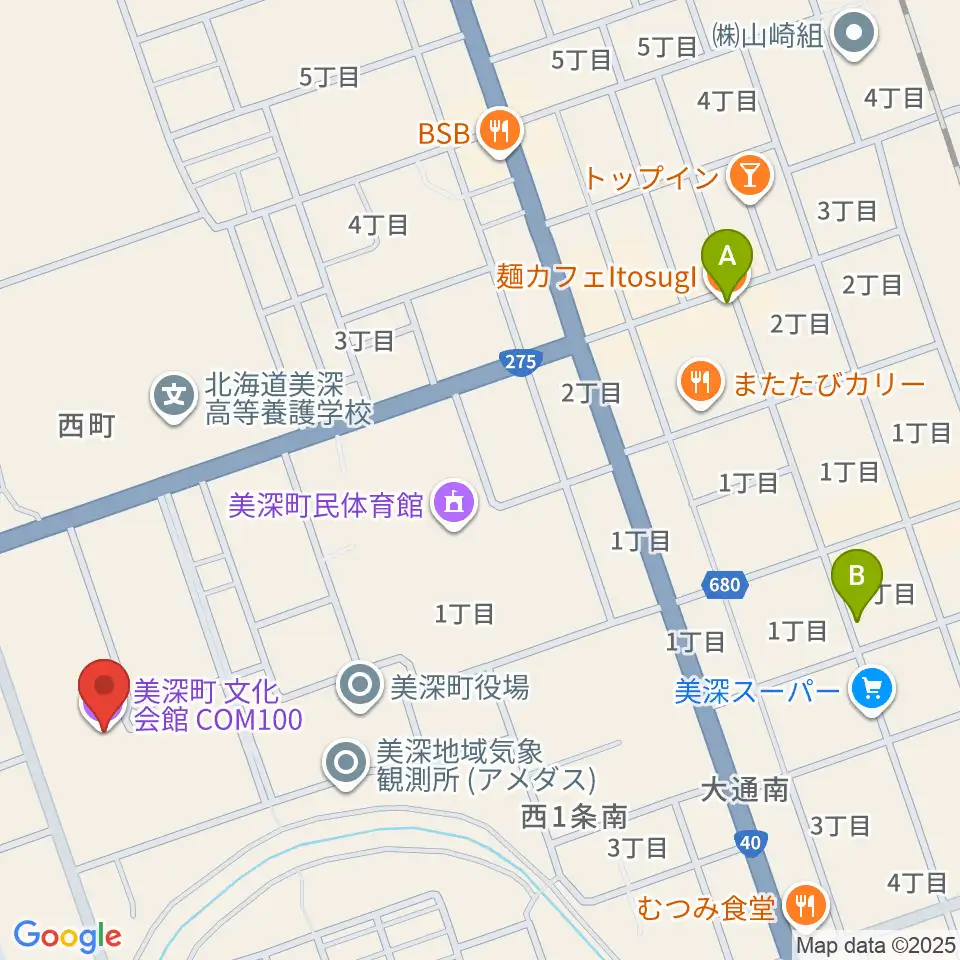 美深町文化会館COM100周辺のカフェ一覧地図