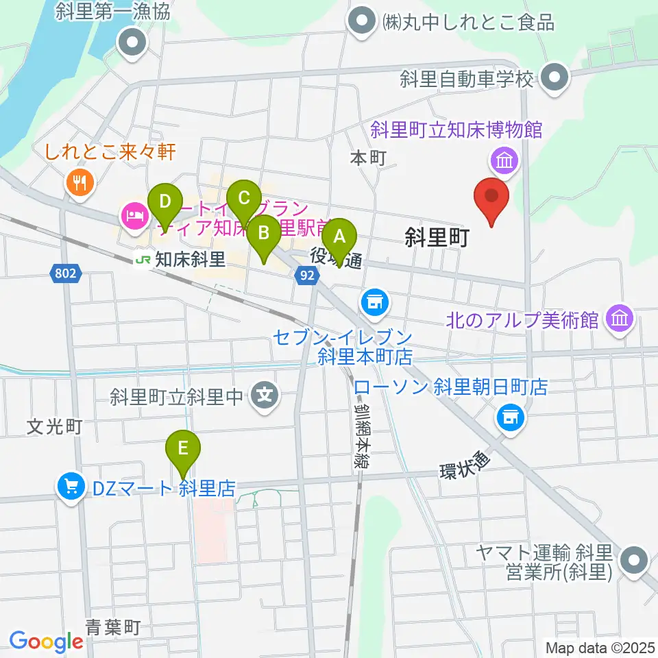 ゆめホール知床周辺のカフェ一覧地図