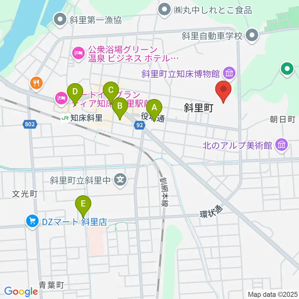 ゆめホール知床周辺のカフェ一覧地図