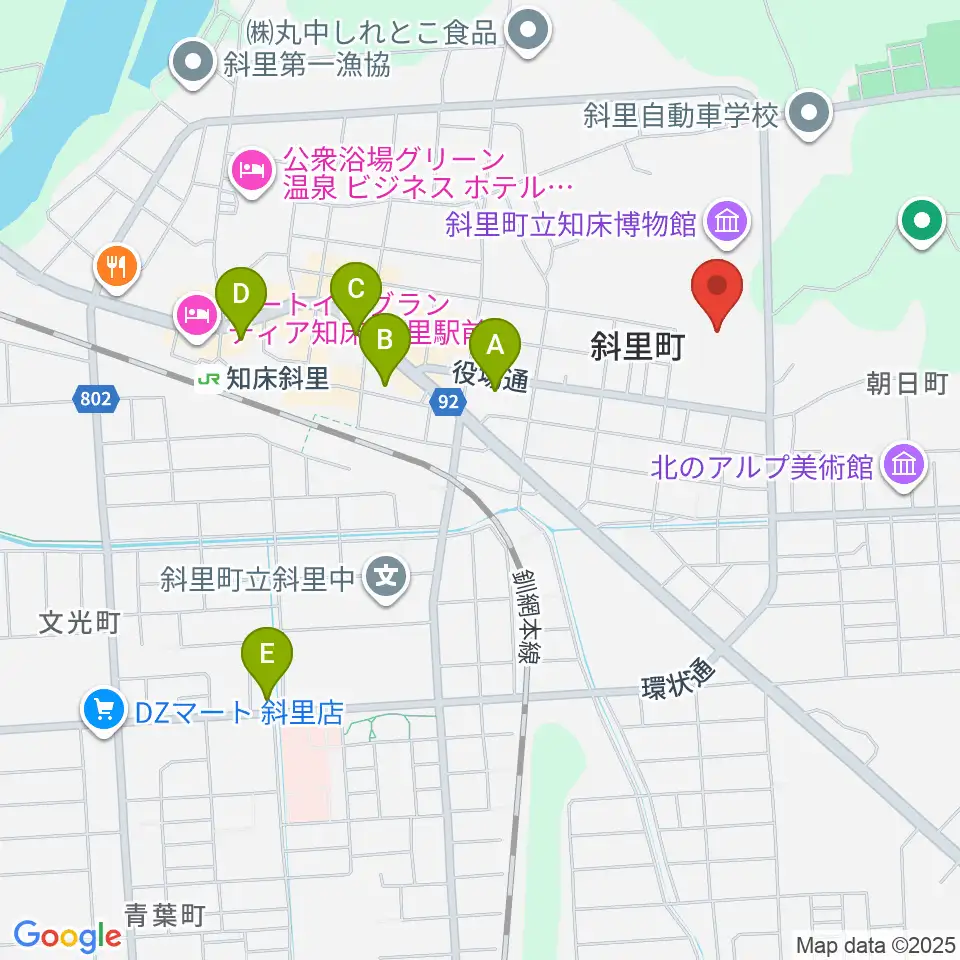 ゆめホール知床周辺のカフェ一覧地図