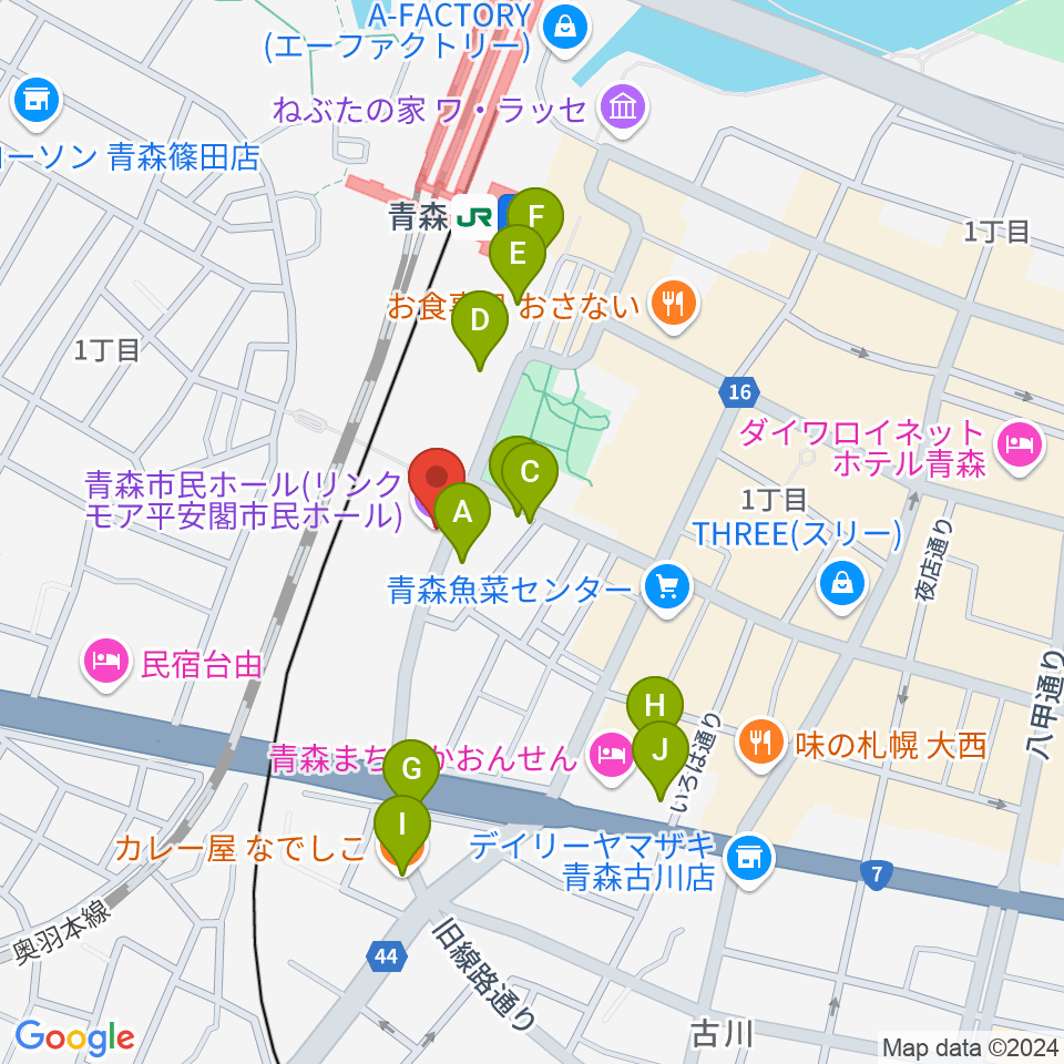 リンクモア平安閣市民ホール周辺のカフェ一覧地図