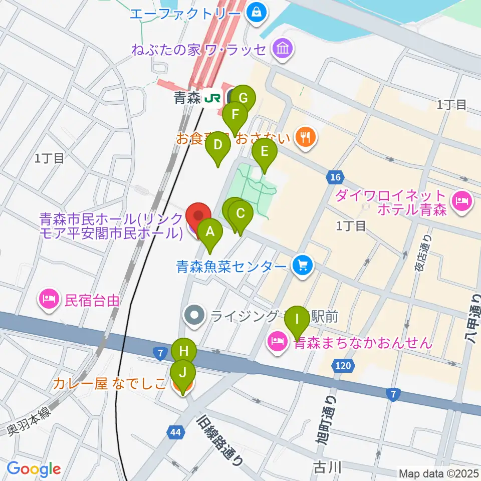 リンクモア平安閣市民ホール周辺のカフェ一覧地図