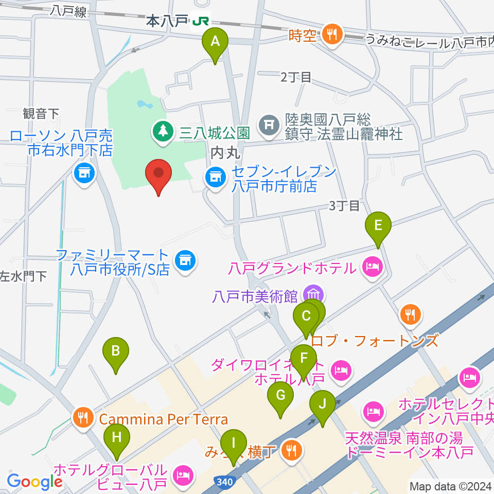 SG GROUPホールはちのへ周辺のカフェ一覧地図