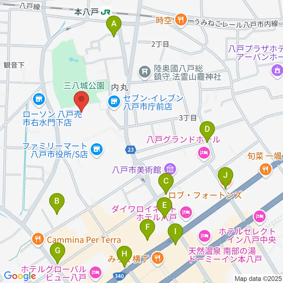 SG GROUPホールはちのへ周辺のカフェ一覧地図