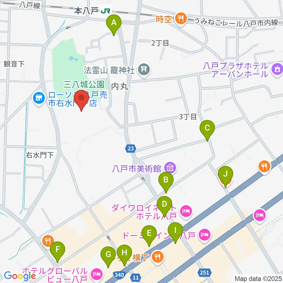 SG GROUPホールはちのへ周辺のカフェ一覧地図