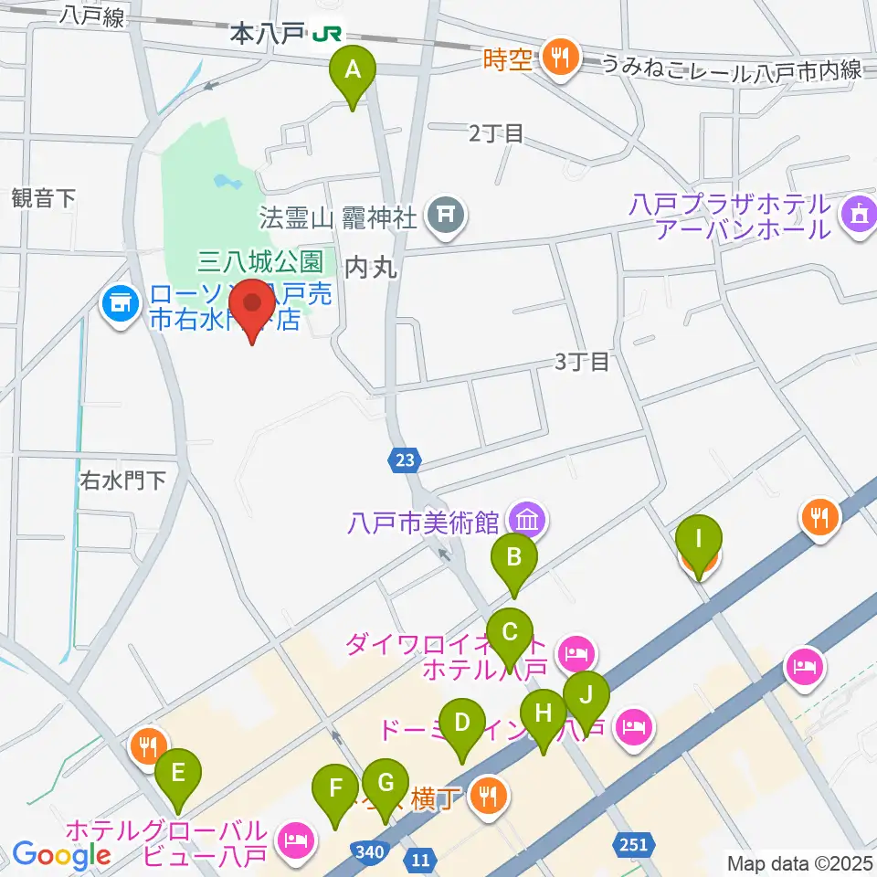 SG GROUPホールはちのへ周辺のカフェ一覧地図