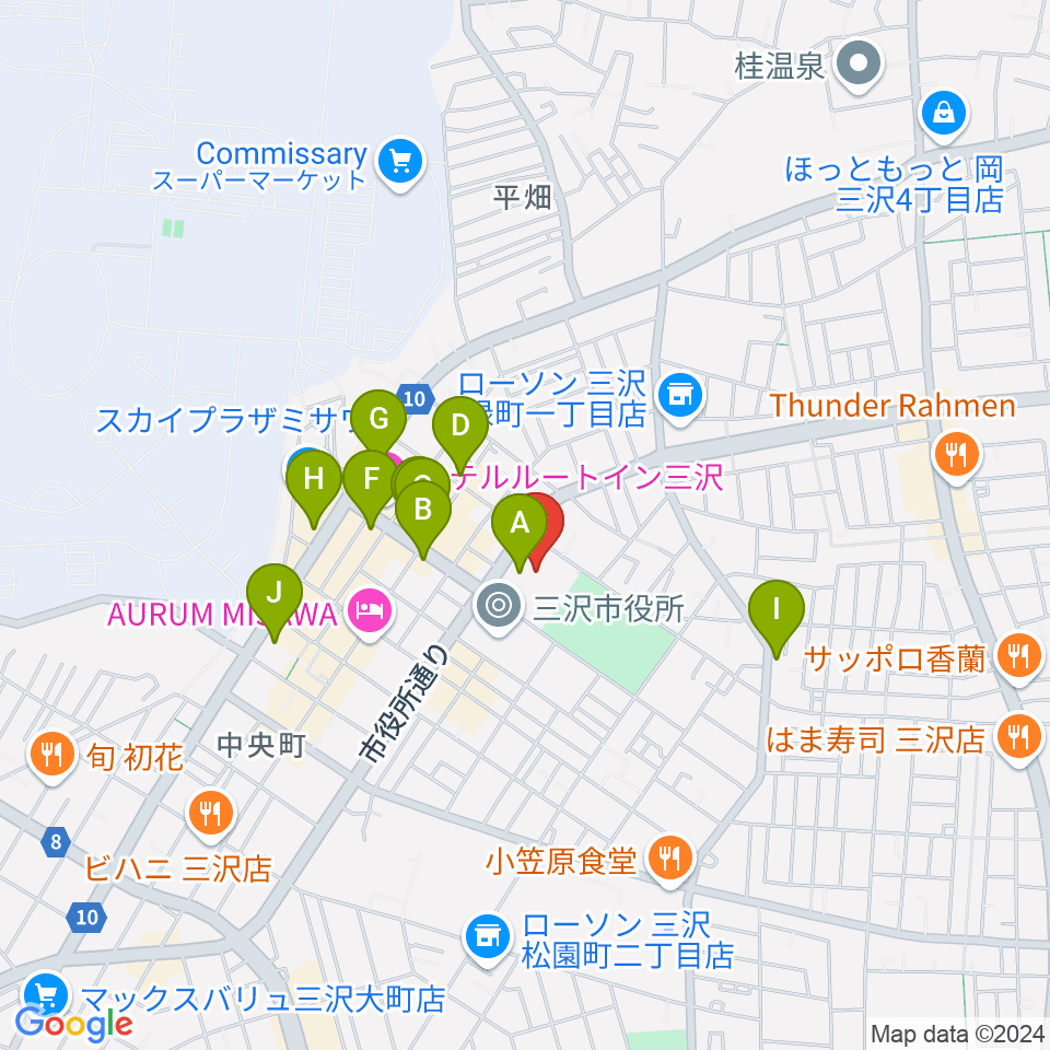 三沢市公会堂周辺のカフェ一覧地図