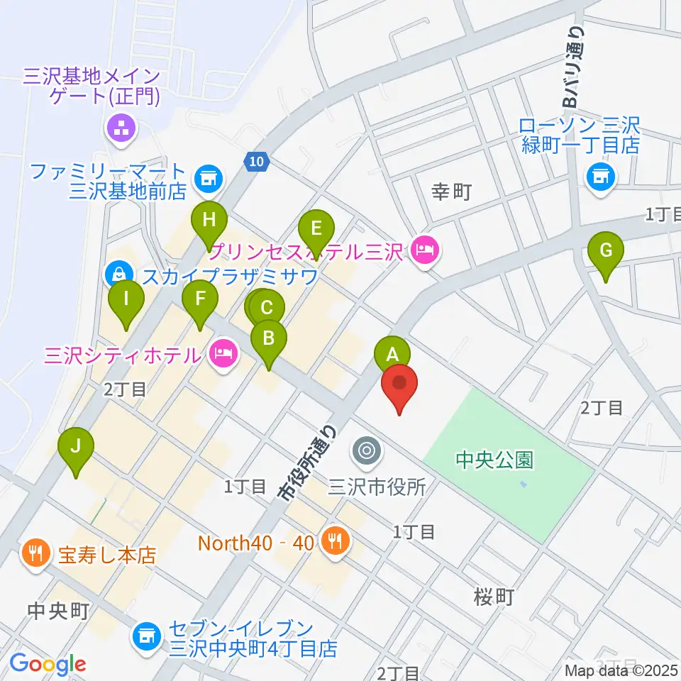 三沢市公会堂周辺のカフェ一覧地図