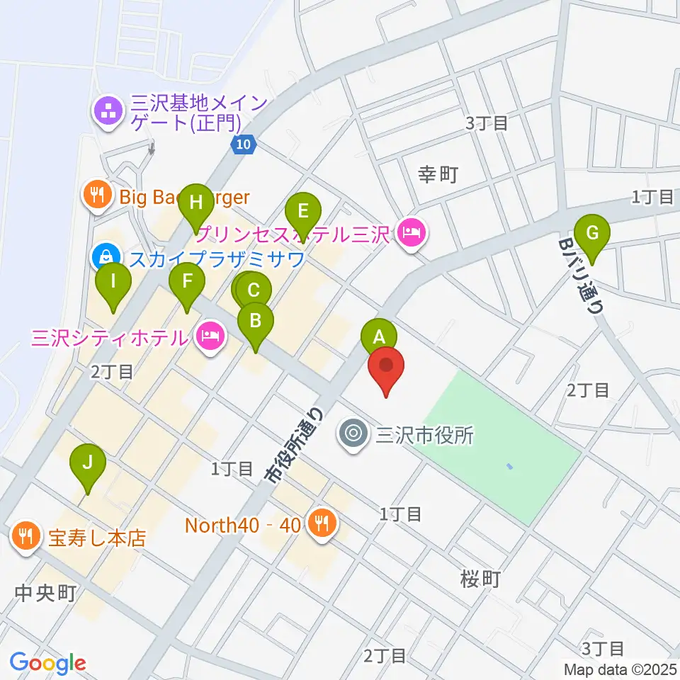 三沢市公会堂周辺のカフェ一覧地図