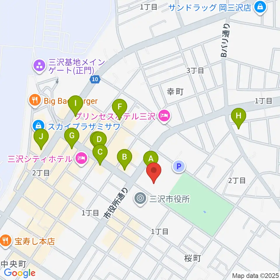 三沢市公会堂周辺のカフェ一覧地図