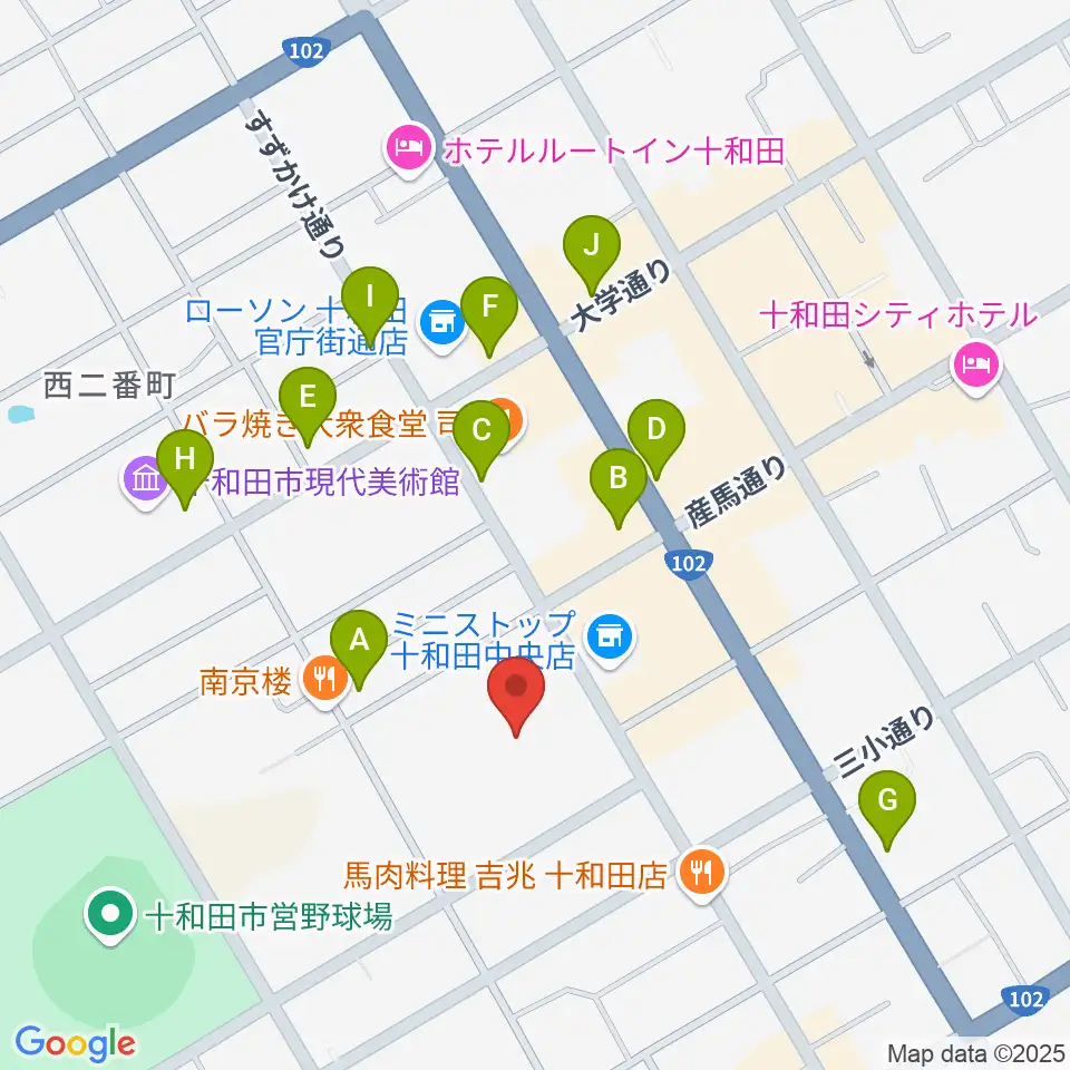 十和田市民文化センター周辺のカフェ一覧地図