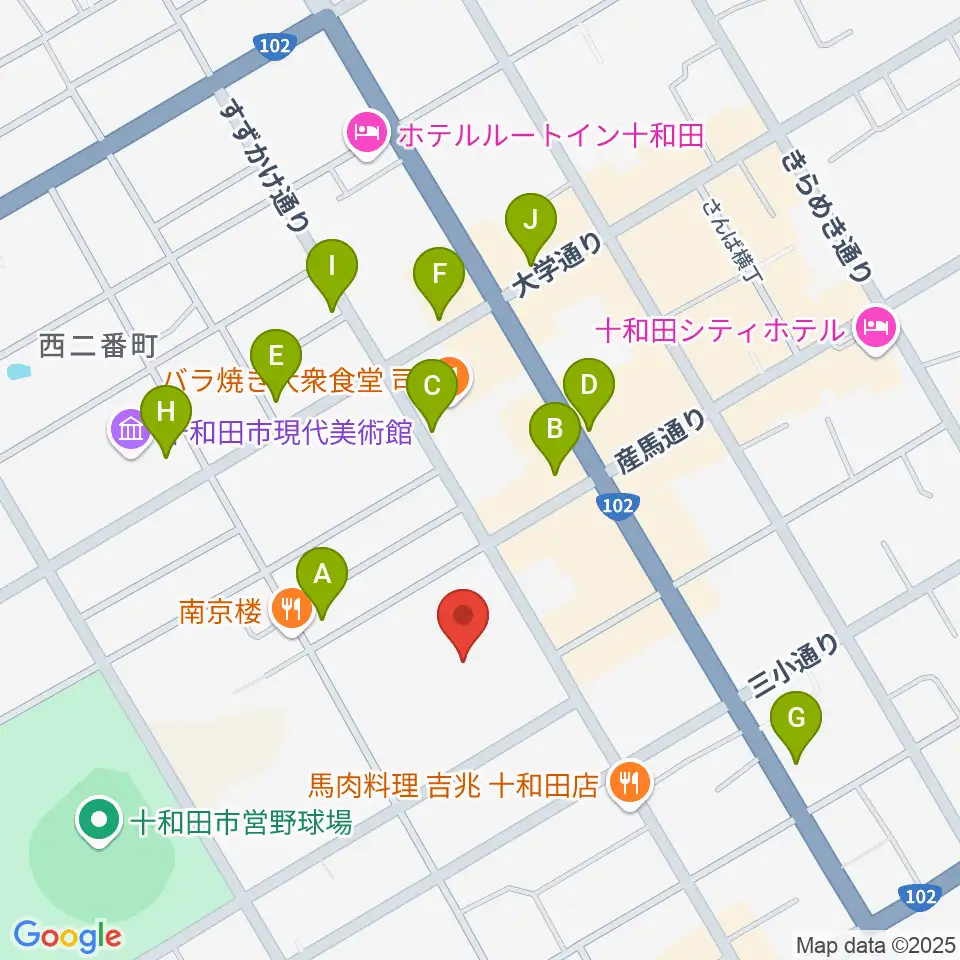 十和田市民文化センター周辺のカフェ一覧地図