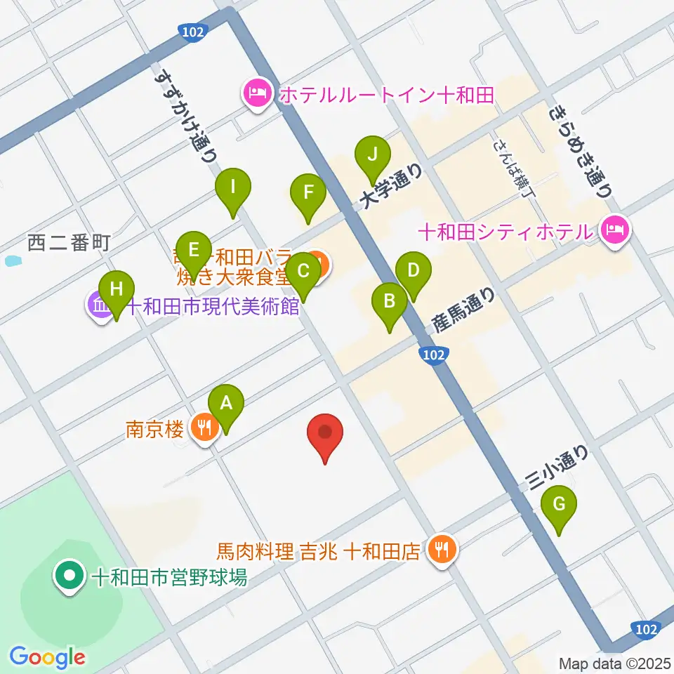十和田市民文化センター周辺のカフェ一覧地図