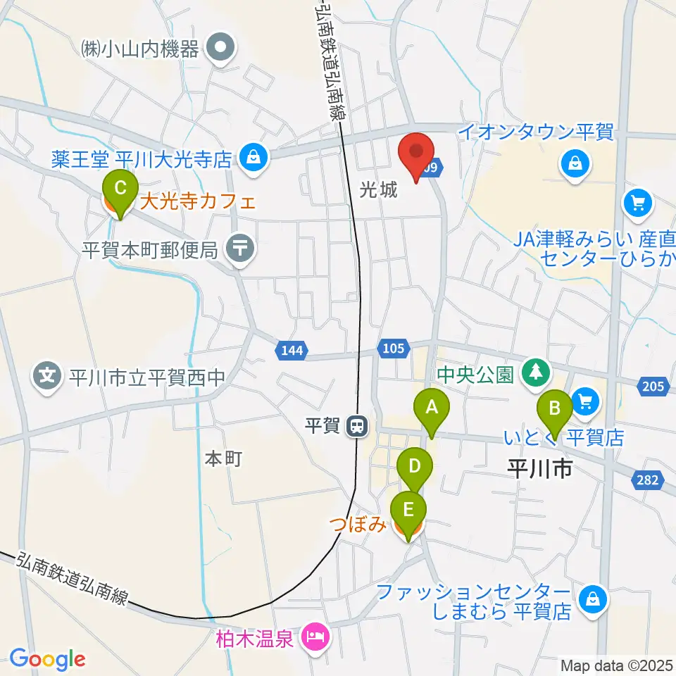 平川市文化センター周辺のカフェ一覧地図