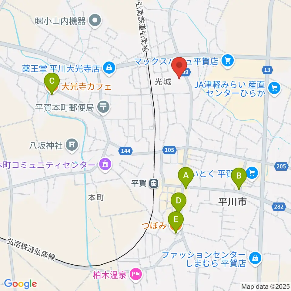 平川市文化センター周辺のカフェ一覧地図