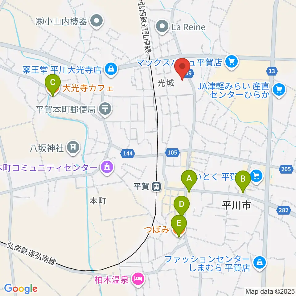 平川市文化センター周辺のカフェ一覧地図