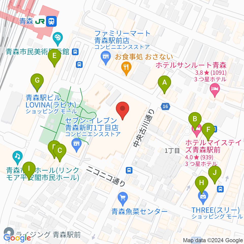 青森市男女共同参画プラザ カダール周辺のカフェ一覧地図